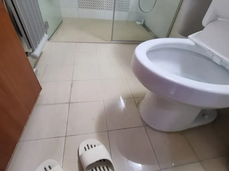 천안 동남구 물이 넘쳐 젖은 화장실 바닥